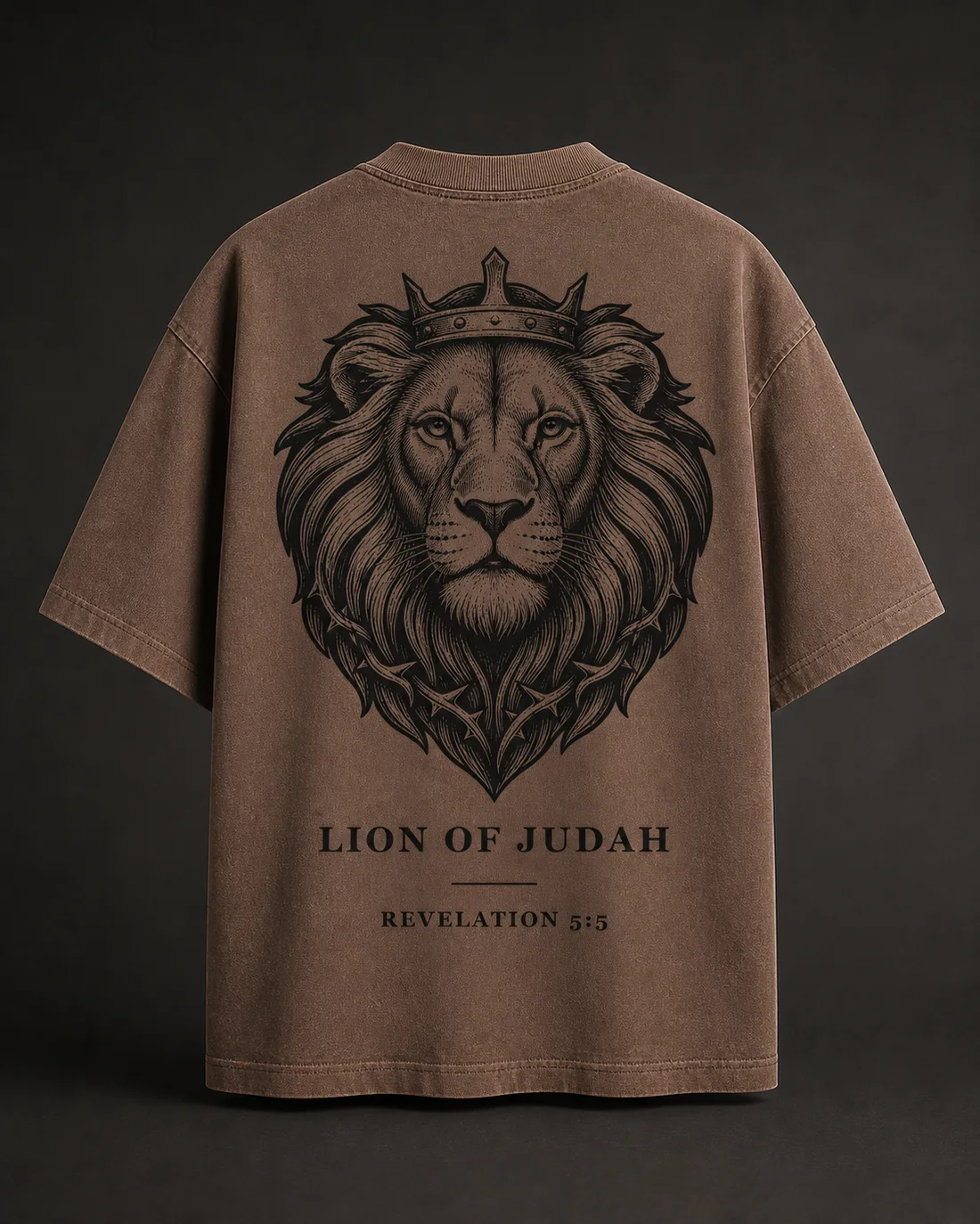 Lion of Judah tee in Clay, full back print.
